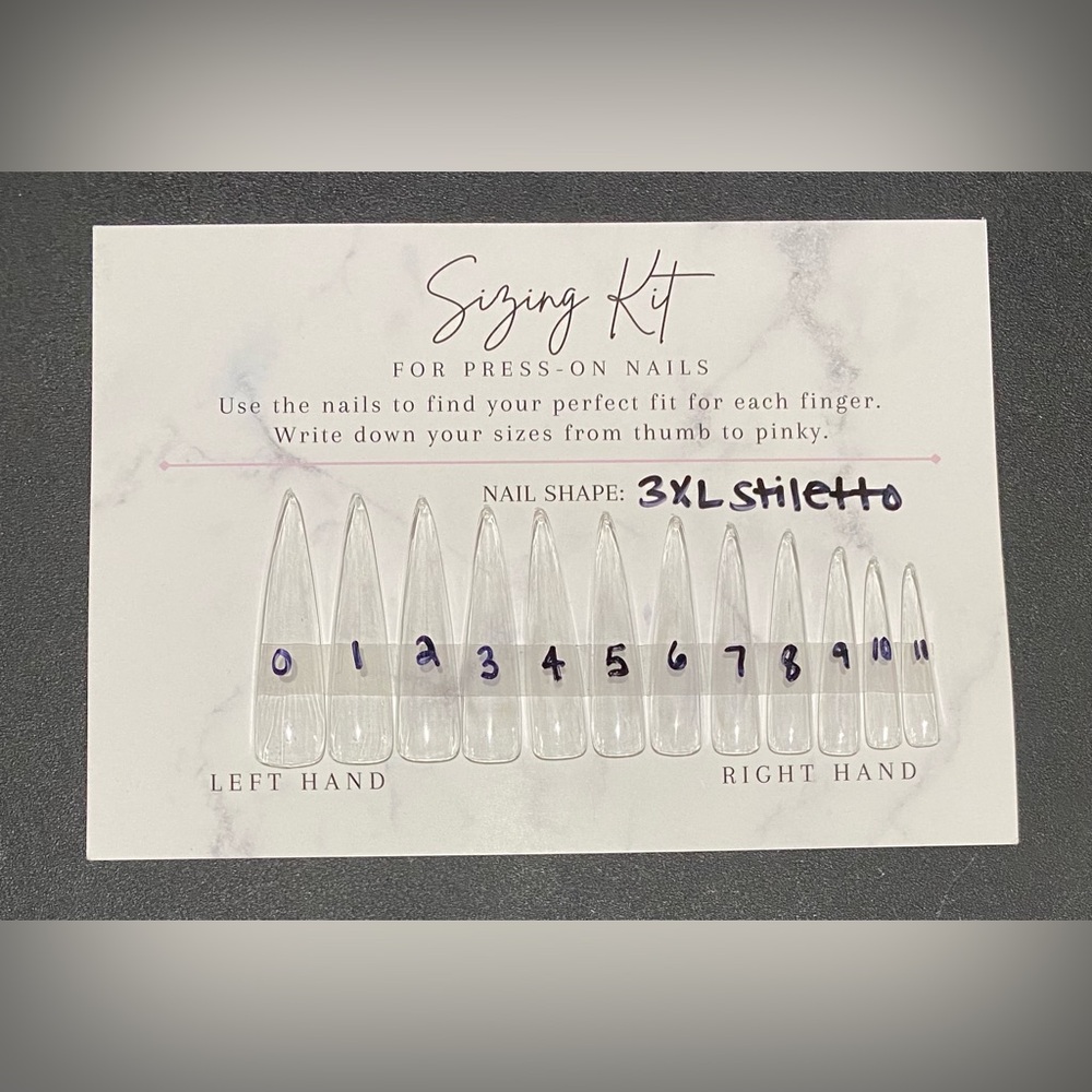 3XL Stiletto Press-On Nail Sizing Kit for LoveGalore Press On Nails